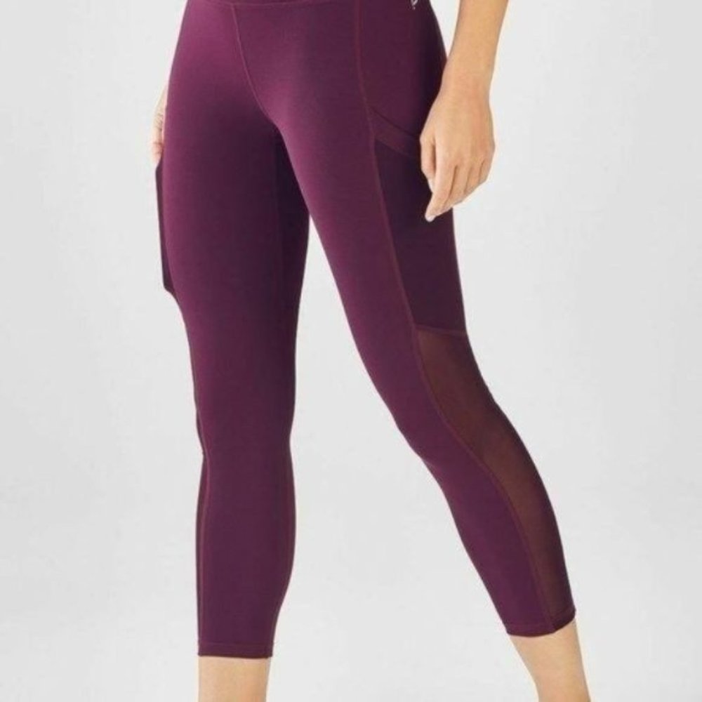 Fabletics‎ Powerhold Burgundy Mila Mesh Leggings High Rise S Small
